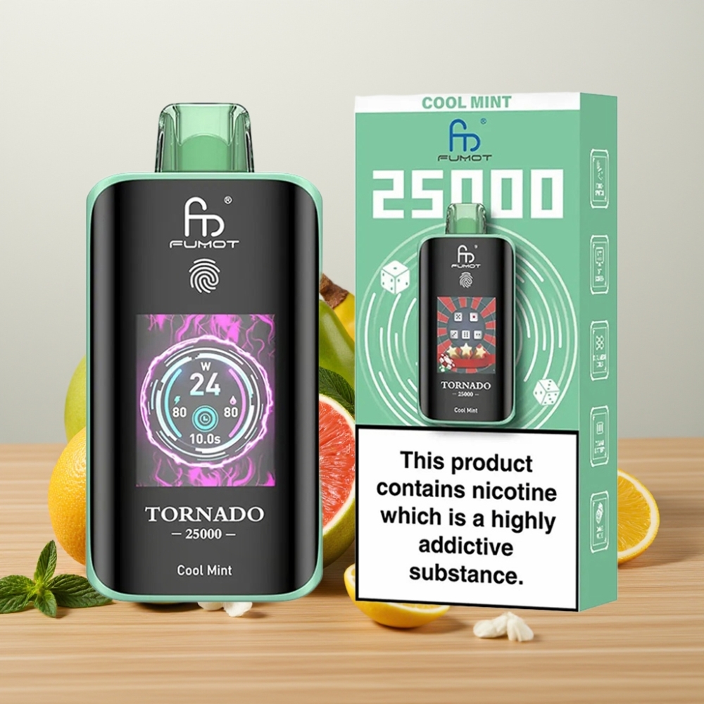 Fumot Tornado 25000 Puffs HD Ekran 20ml Punjenje Hladna Meta Tip-C