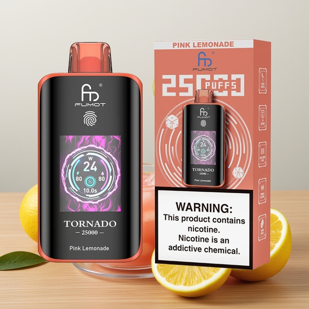 Fumot Tornado 25000 Puffs HD Ekran 20ml Roze Limunada