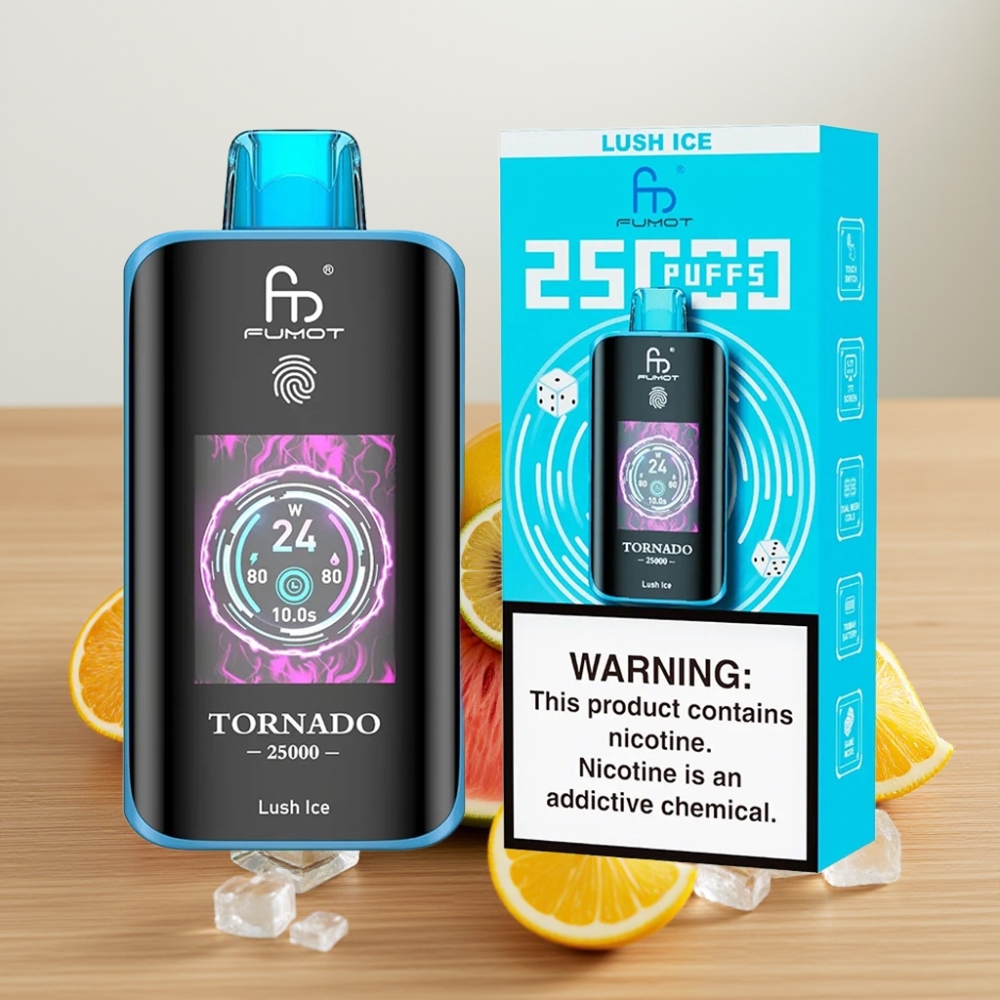 Fumot Tornado 25000 Puffs HD Ekran 700mAh Ledy Ledž Ajs