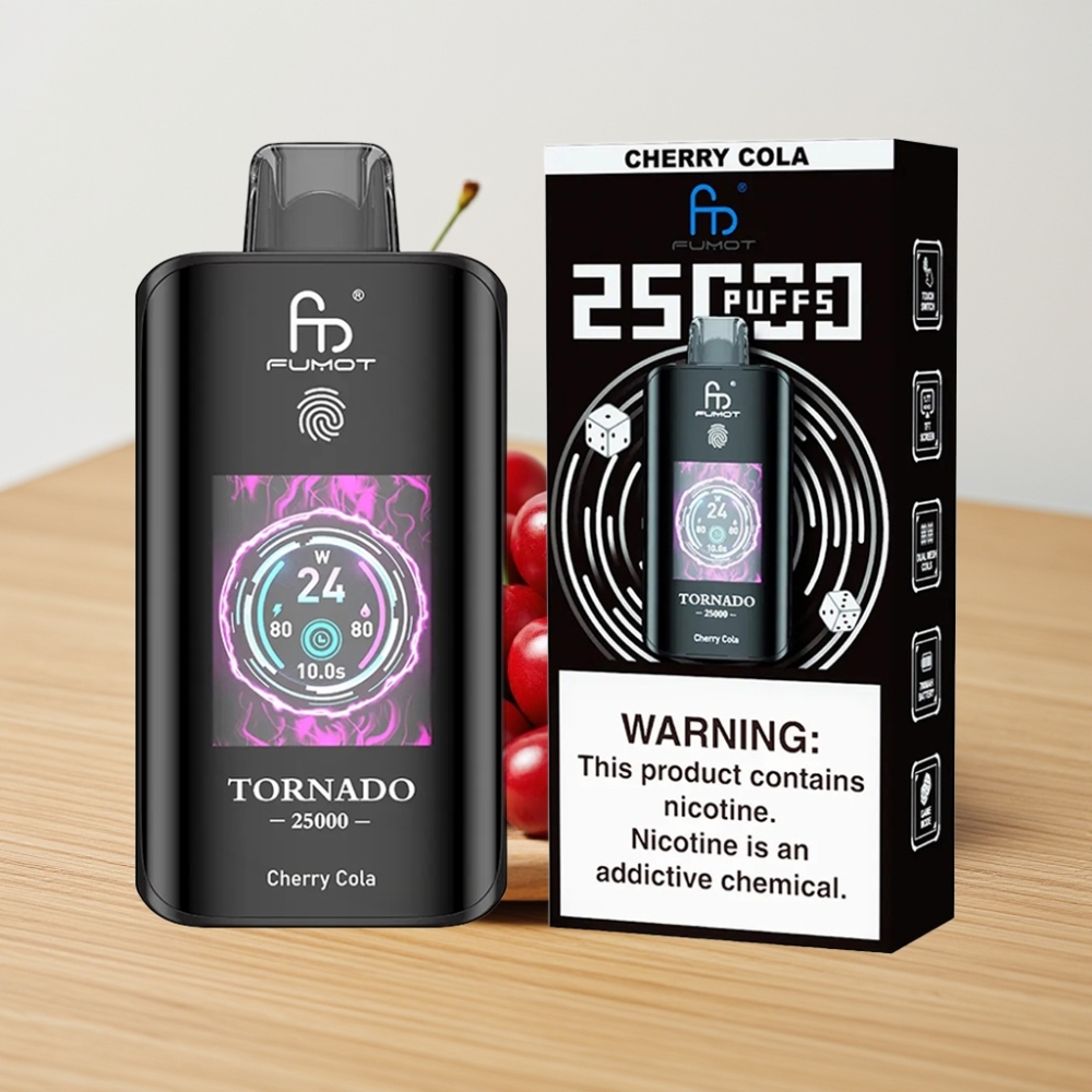 Fumot Tornado 25000 Puffs HD Ekran 700mAh Tip-C Višnja Kola