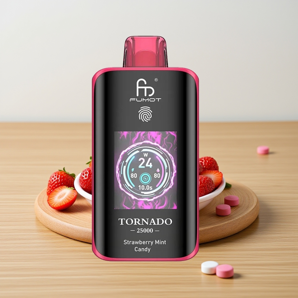 Fumot Tornado 25000 Puffs HD Ekran Tip-C Jagoda-Menta Bombona