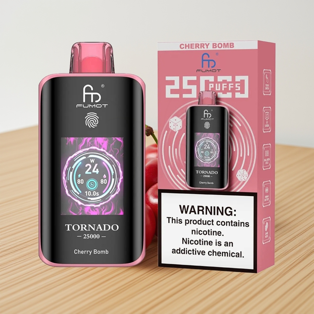 Fumot Tornado 25000 Puffs HD Ekran Tip-C Punjenje Bomba Trešnja