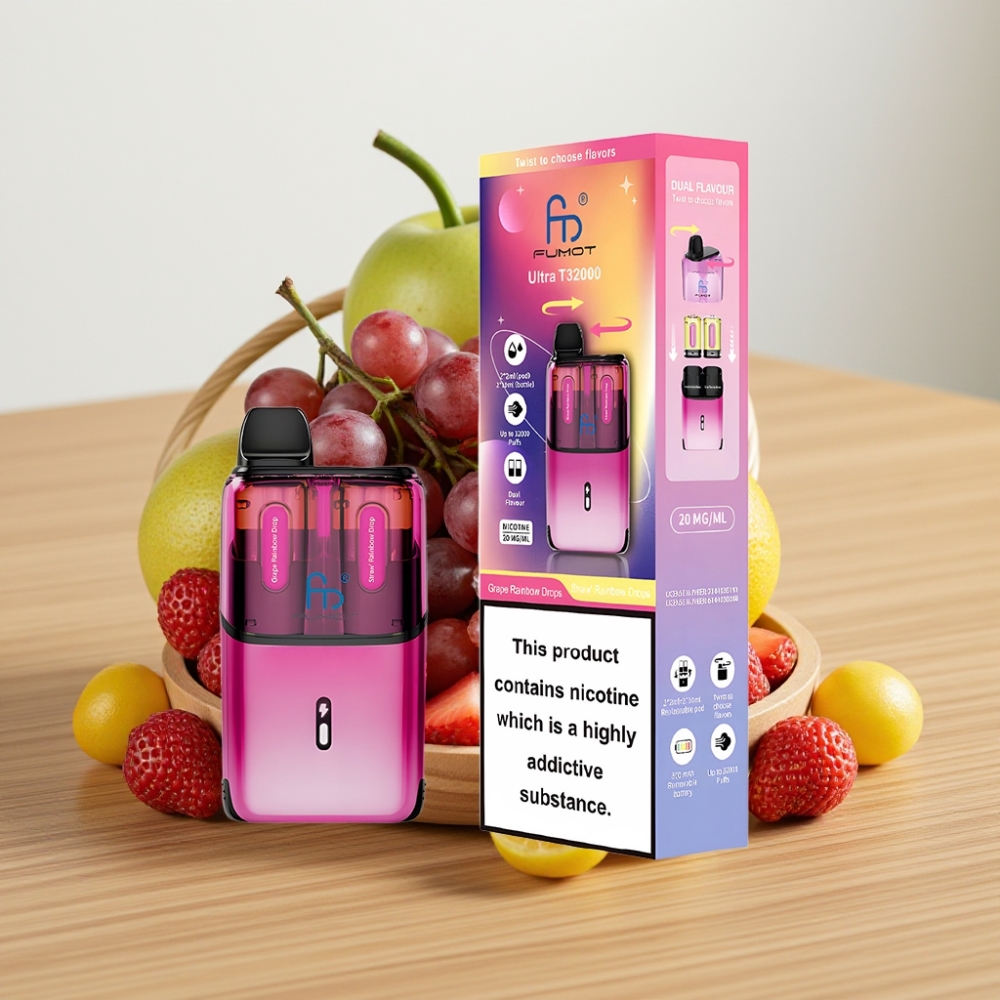 Fumot Ultra T32000 Disposable Vape 24ml 800mAh Type-C Grožđe Rainbow Drops - Jagoda Rainbow Drops