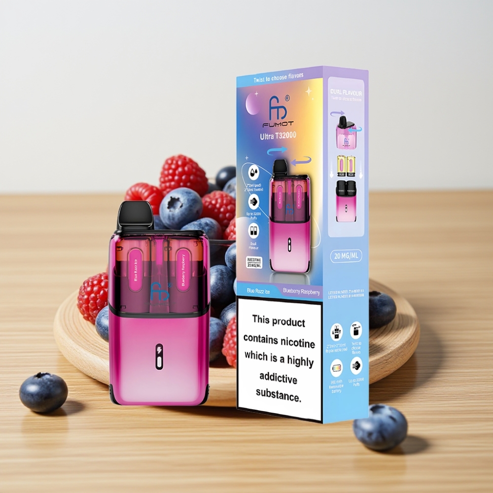 Fumot Ultra T32000 Disposable Vape - 32000 Puffova, 800mAh, Plavi Malina Led, Mesh Coil