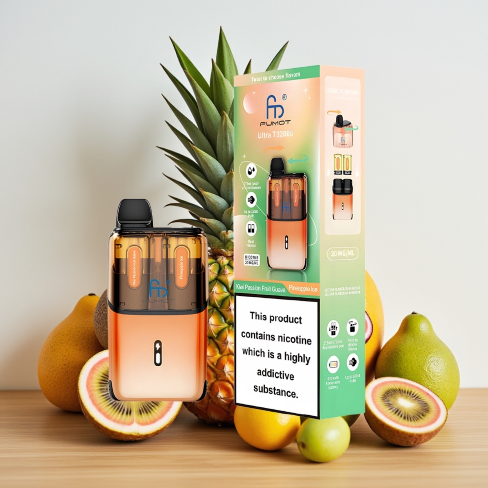 Fumot Ultra T32000 Disposable Vape 32000 puševa 24ml Kiwi Pasiflora Guava - Ananas Led