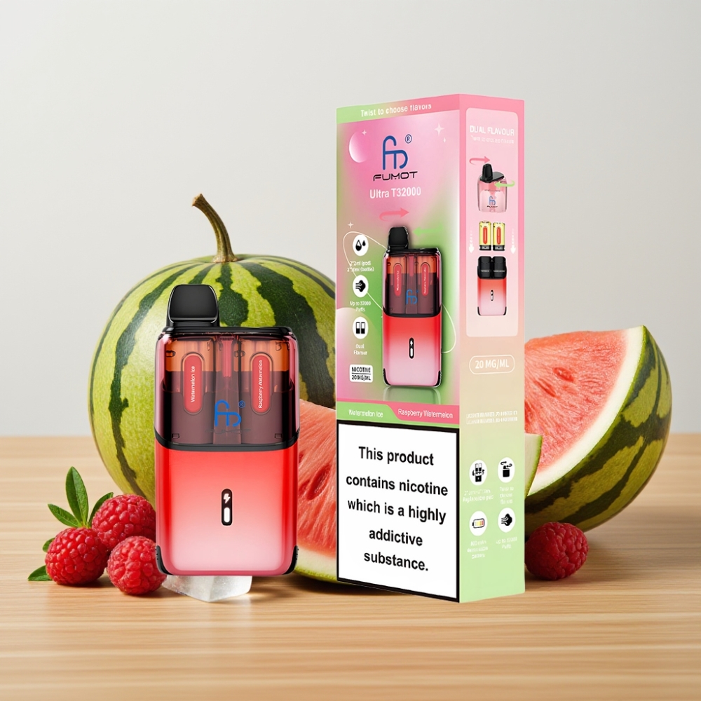 Fumot Ultra T32000 Disposable Vape 32000 pufova 24ml Lubenica Malina Led Type-C