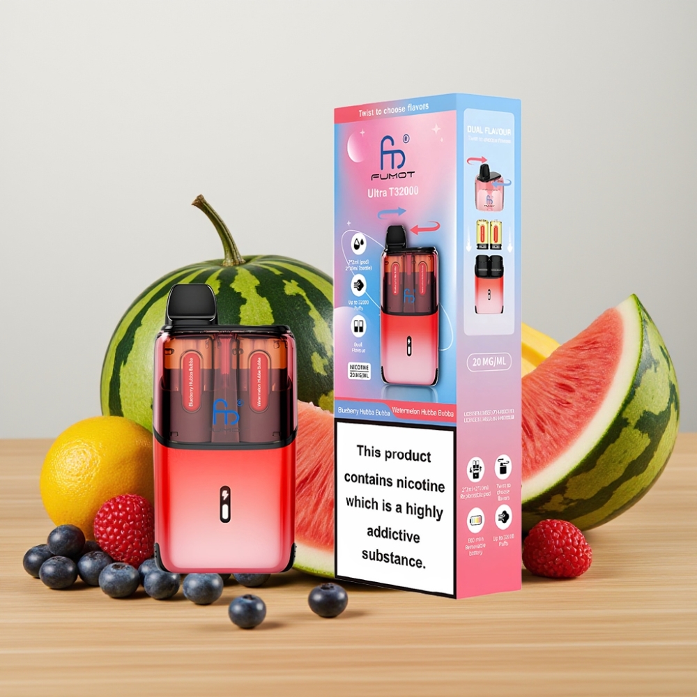 Fumot Ultra T32000 Disposable Vape 32000 pufova 800mAh Type-C Bubica Borovnica - Bubica Lubenica