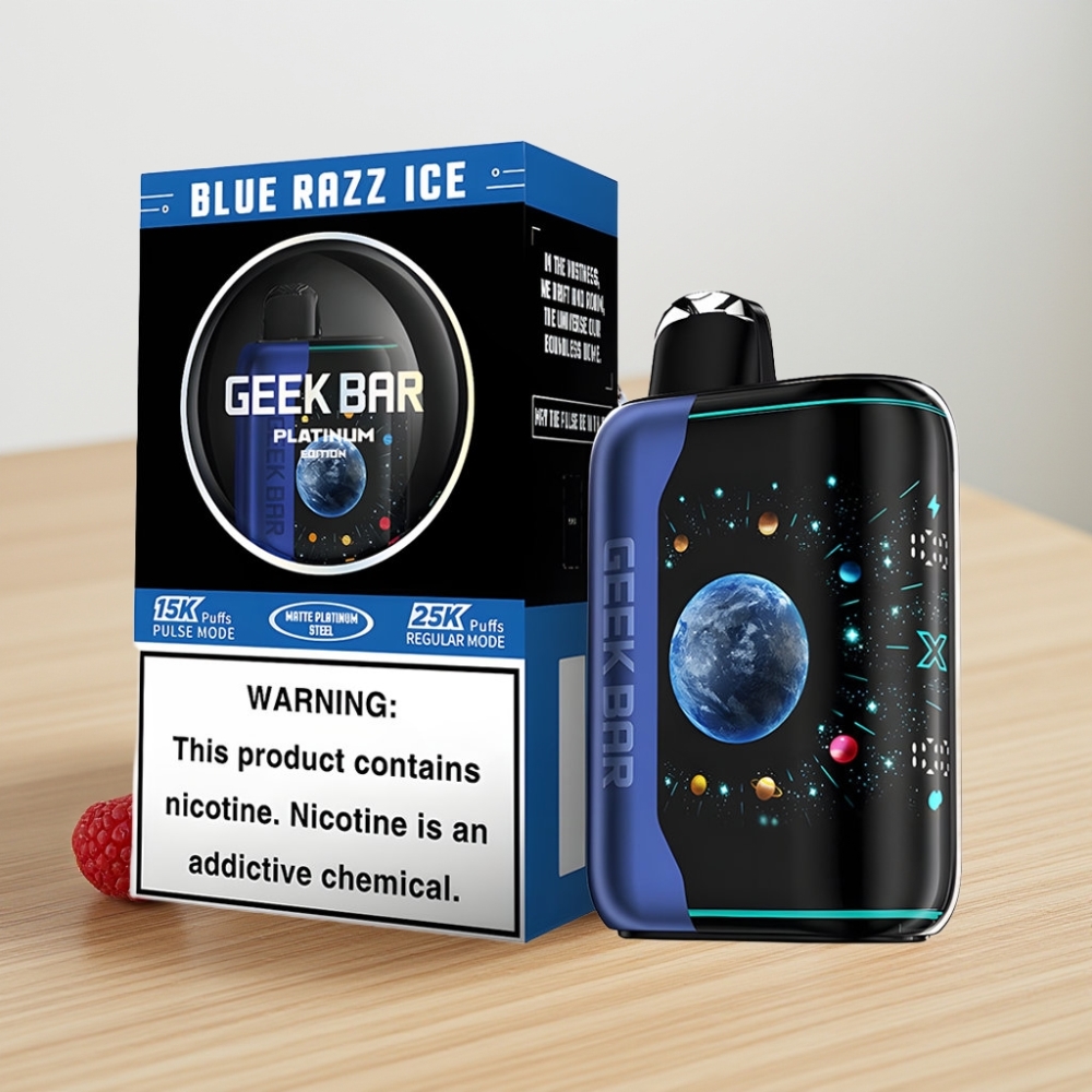 GEEK BAR Platinum Edition 25000 Pufova Platinasti Finish Plava Malina Led