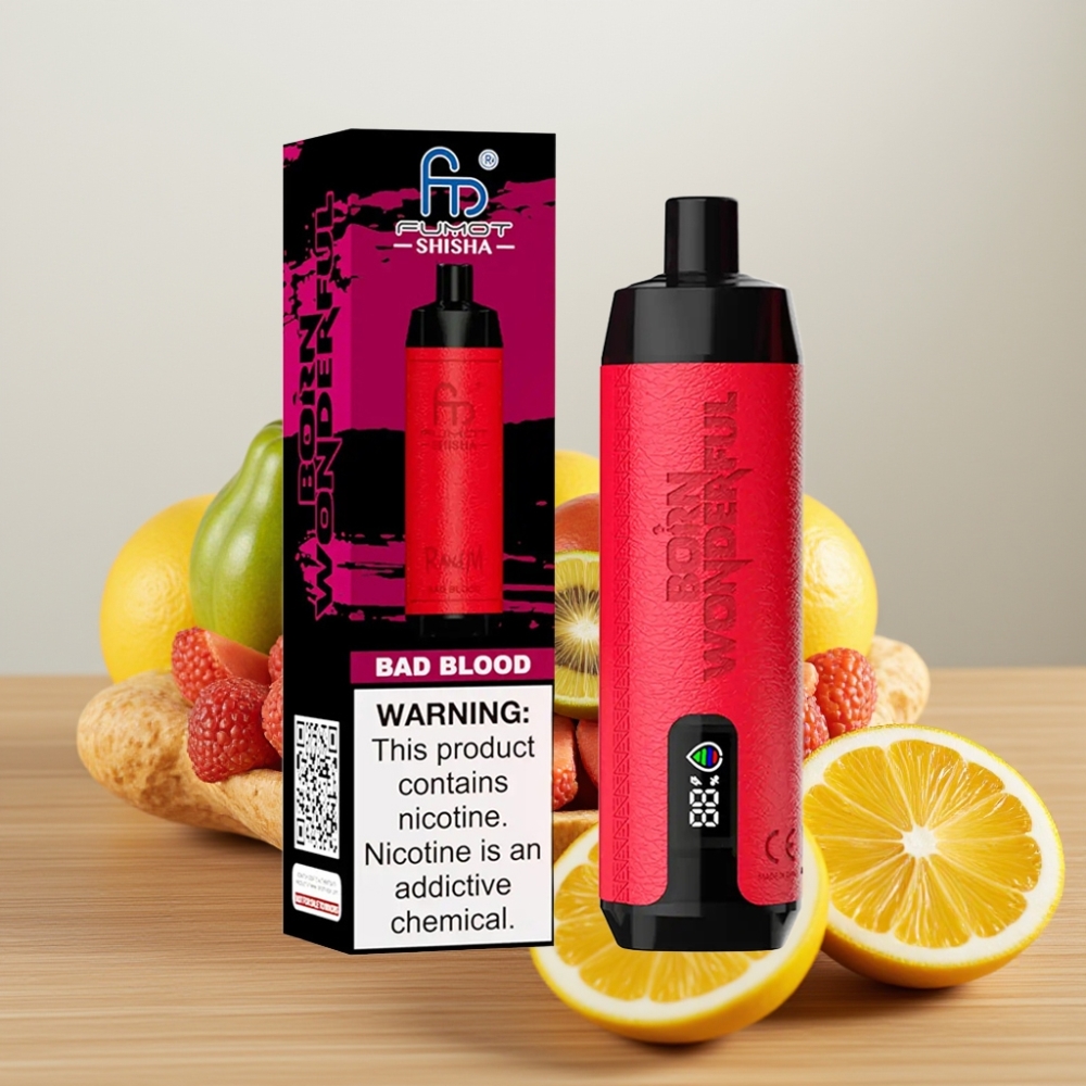 RandM Fumot Shisha 10000 Puffs Disposable Vape Loša Krv 18ml 0.5% Nikotina