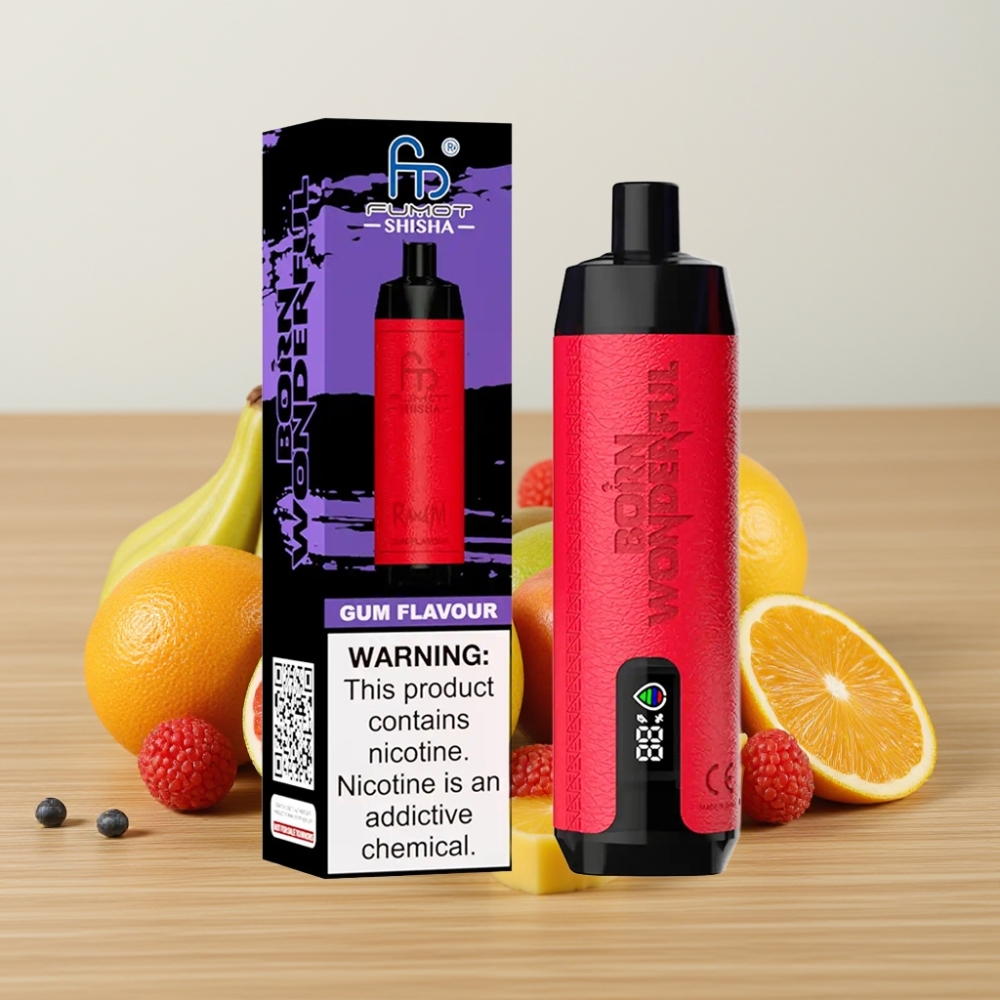 RandM Fumot Shisha 10000 Pufova Disposable Vape 18ml Žvakaći Aroma LED Tip-C