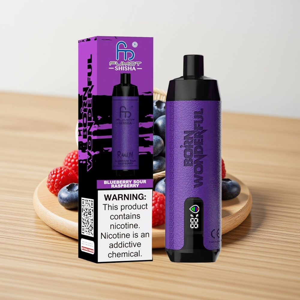 RandM Fumot Shisha 10000 Pufova Disposable Vape Borovnica Kisela Malina 18ml 0.5% Nikotina