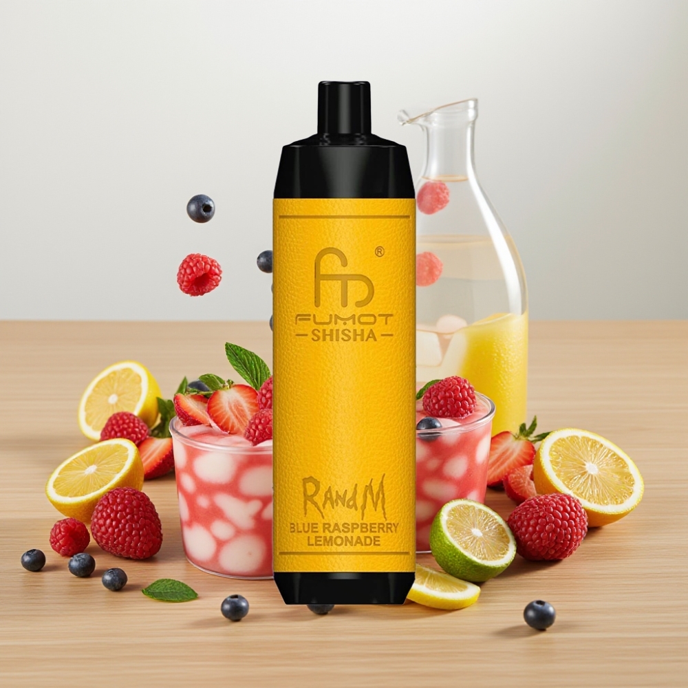 RandM Fumot Shisha 10000 Pufova Dispozabilna Vape Plava Malina Limunada 18ml 0.5% Nikotina