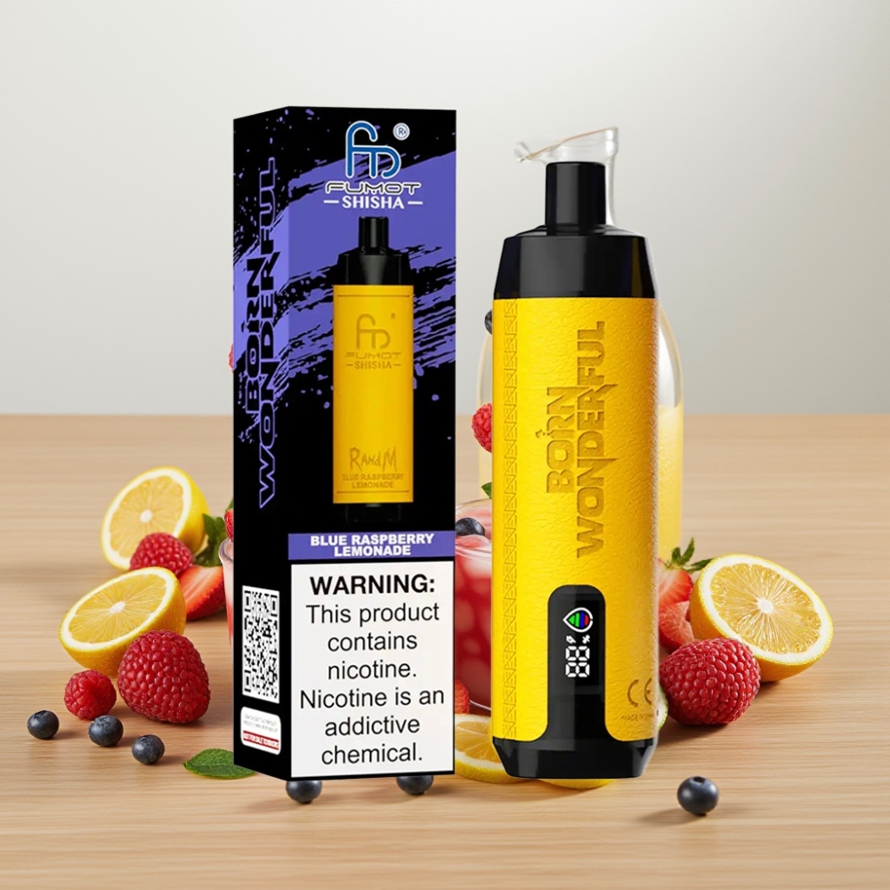 RandM Fumot Shisha 10000 Pufova Dispozabilna Vape Plava Malina Limunada 18ml 0.5% Nikotina
