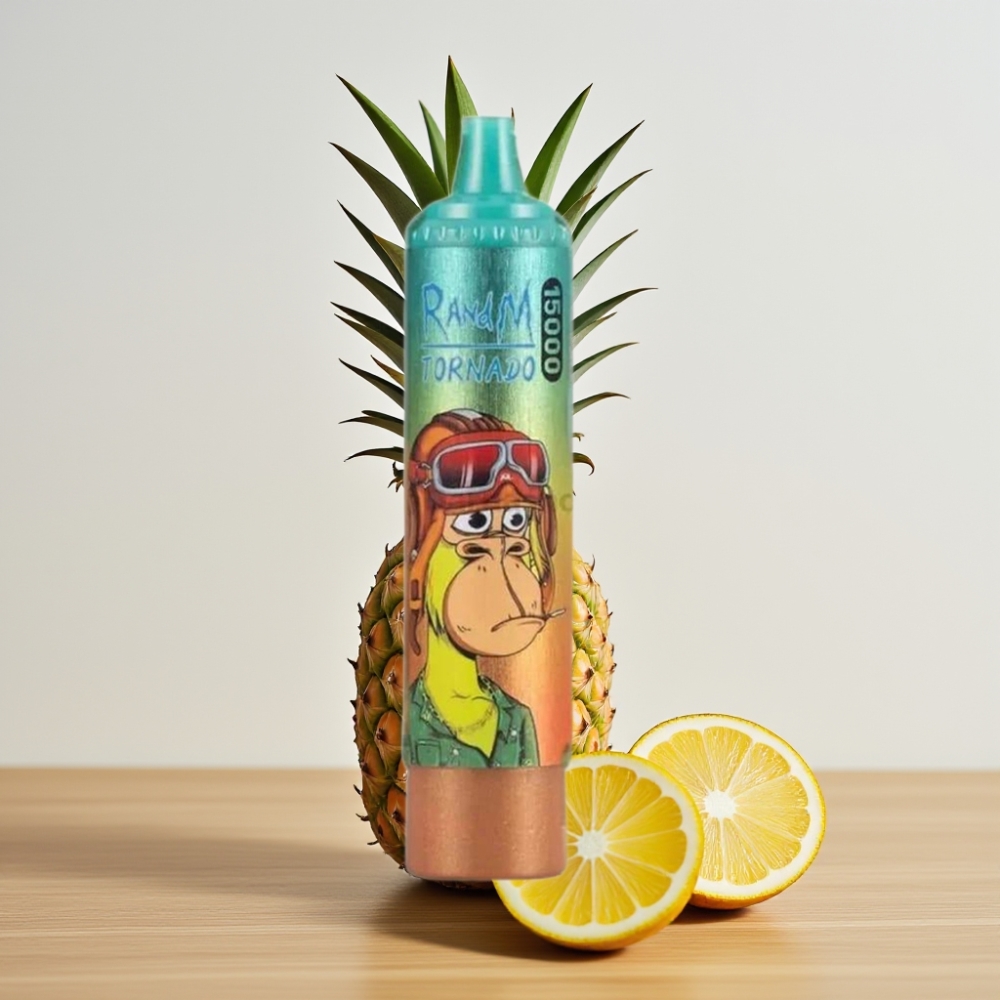 Fumot RandM Tornado 15000 Pufova 25ml 850mAh 0.9 Ohm Mrežasti coil USB-C LCD Ledena Ananas