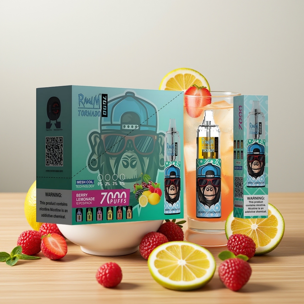 Fumot Tornado 7000 Pufova Disposable Vape 14ML Tip-C Jagoda Limunada