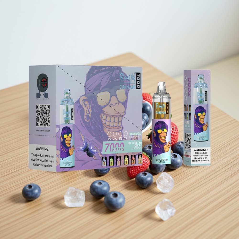 Fumot Tornado 7000 Pufova Disposable Vape Borovnica na ledu sa 14ML tečnosti i Mesh Coil