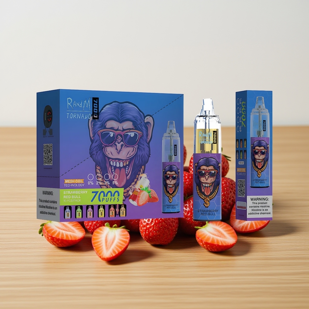 Fumot Tornado 7000 Pufova Disposable Vape Jagoda Red Bull 14ML Mesh Coil