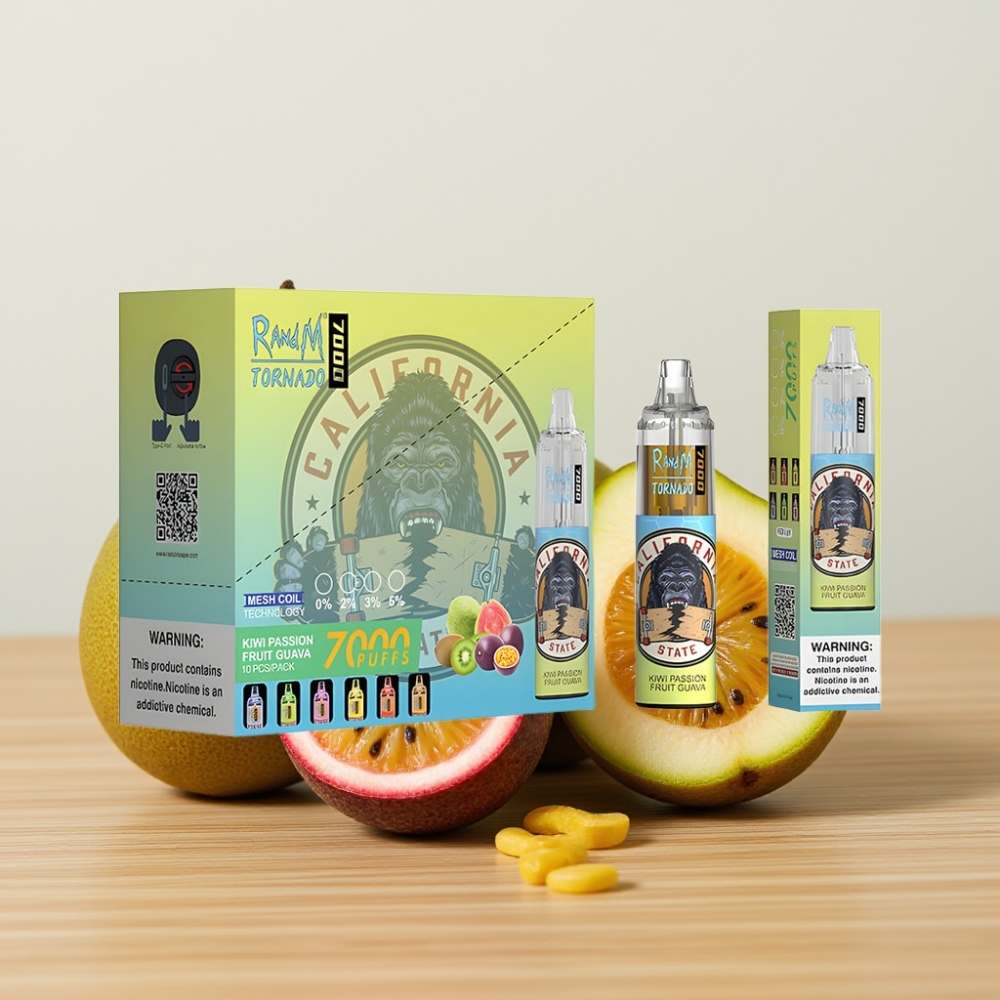 Fumot Tornado 7000 Pufova Disposable Vape - Kiwi Pasulj Guava, 14ML, Mesh Coil