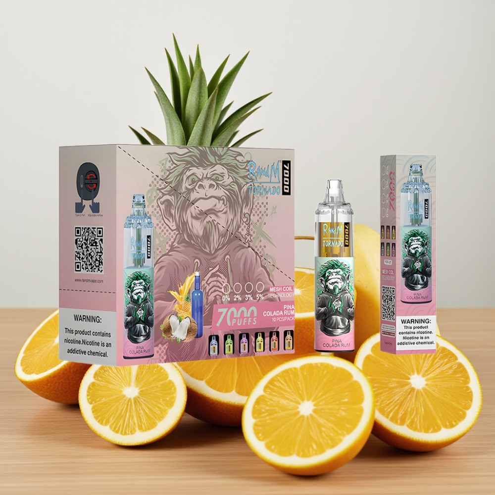 Fumot Tornado 7000 Pufova Disposable Vape Pina Kolada Rum 14ML Mesh Coil