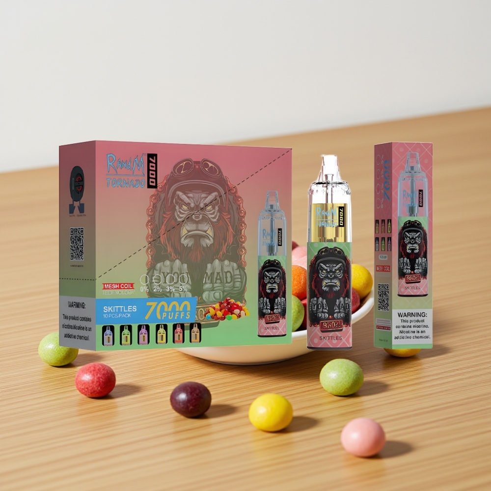 Fumot Tornado 7000 Pufova Disposable Vape Skittles 14ML Mesh Coil Type-C