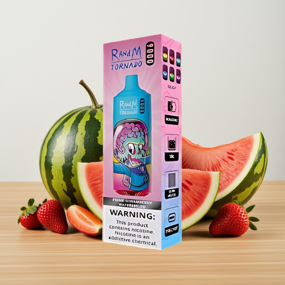 RandM Fumot Tornado 9000 Puffs Disposable Vape 850mAh 18mL Mesh Coil Glavna Jagoda Lubenica