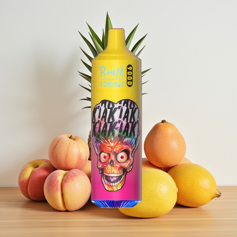 RandM Tornado 9000 Puffs 850mAh 18mL Mesh Coil Peachy Mango Ananas RGB