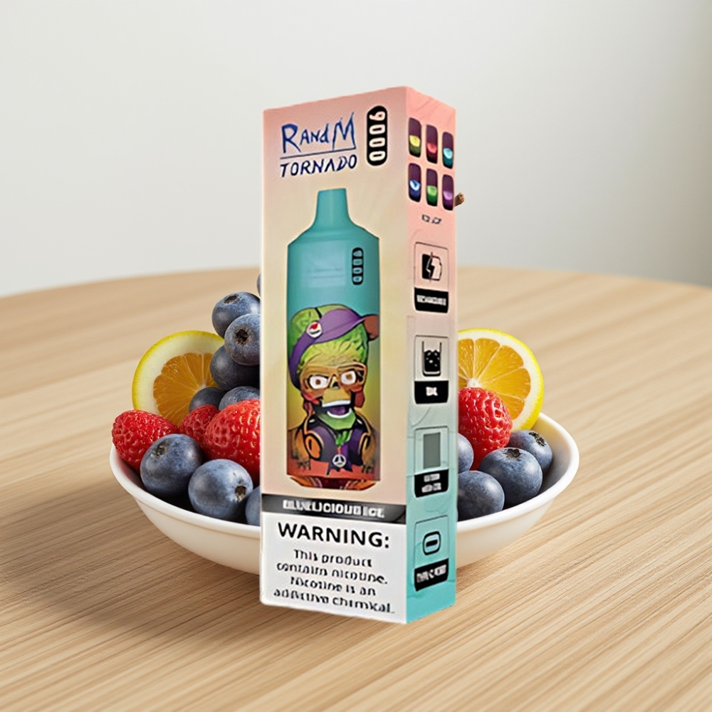 RandM Tornado 9000 Puffs Disposable Vape 850mAh 18mL Mesh Coil Plavi Led (Bluelicious Ice)