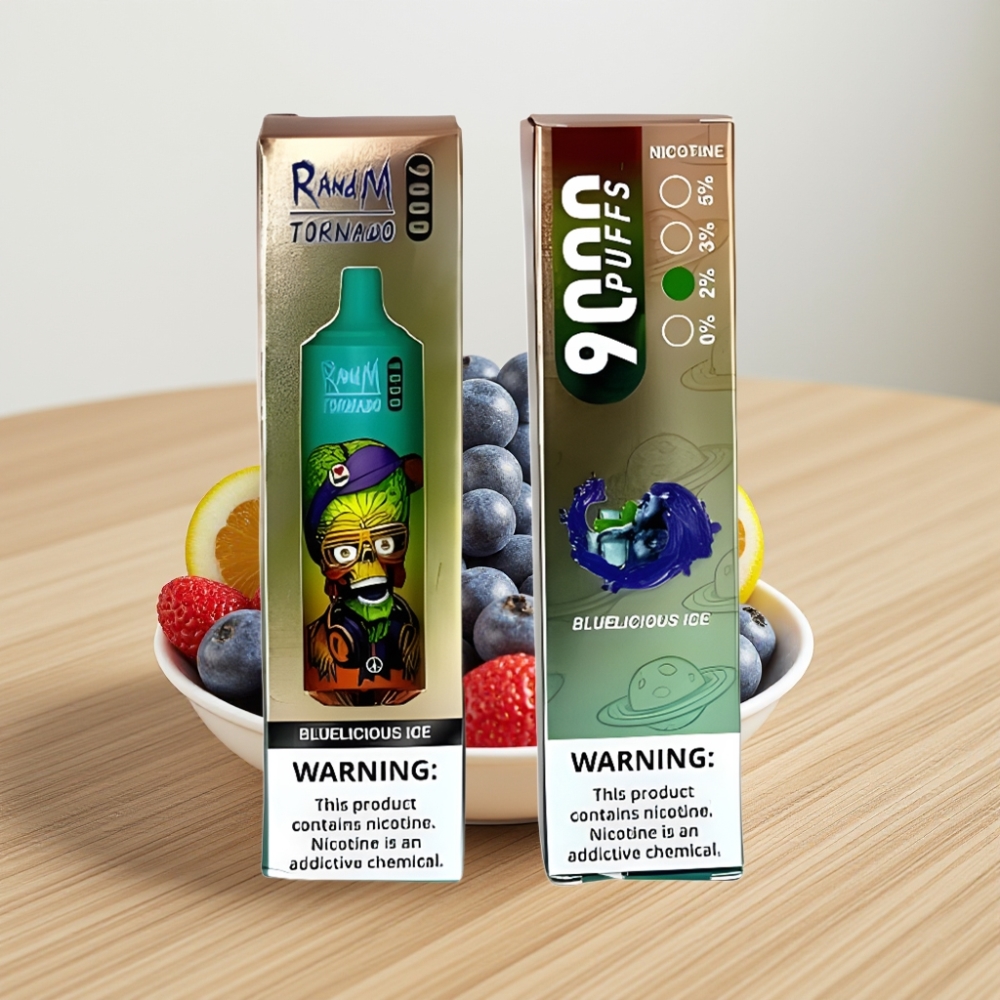 RandM Tornado 9000 Puffs Disposable Vape 850mAh 18mL Mesh Coil Plavi Led (Bluelicious Ice)
