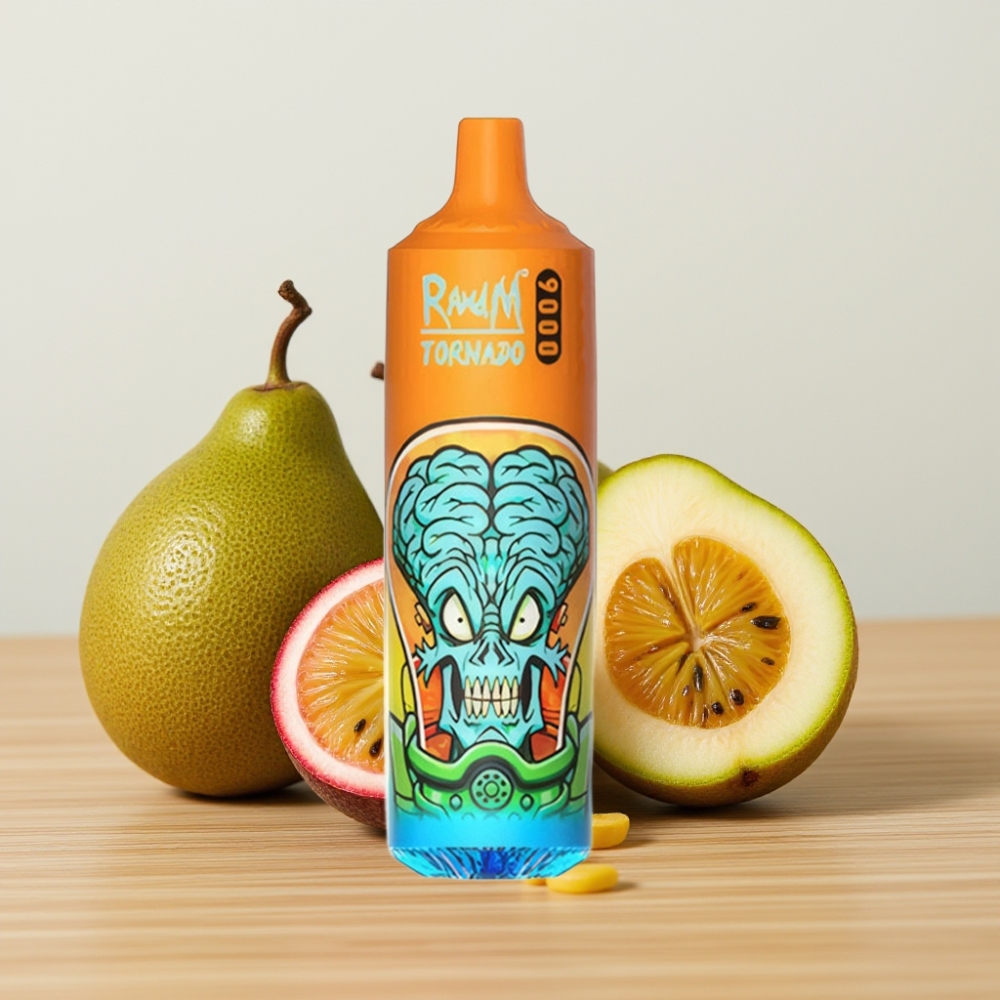 RandM Tornado 9000 Pufova – 18mL, Mrežasti Kalem, Kiwi Pasiflora Guava