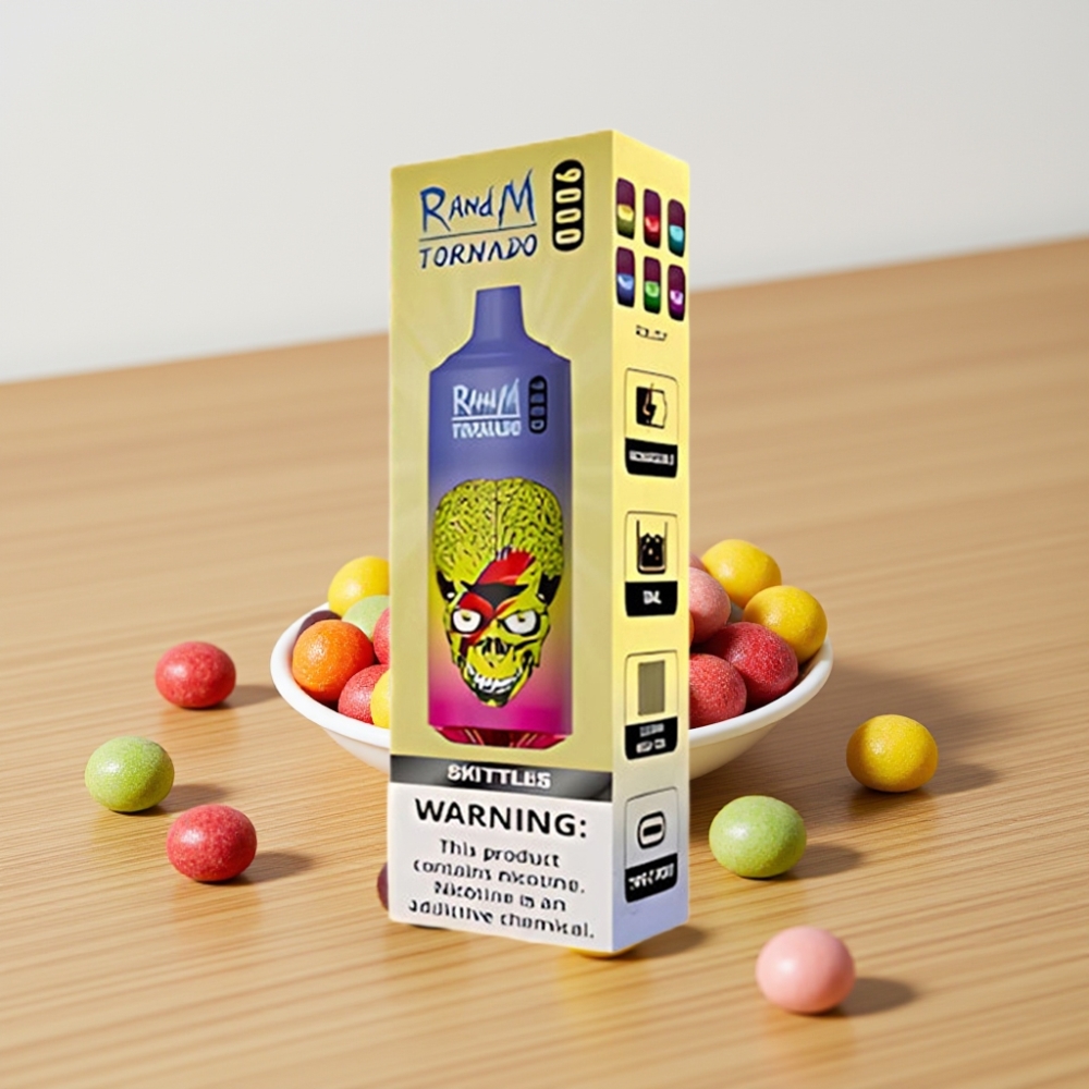 RandM Tornado 9000 Pufova Disposable Vape Skittles (Dužina, 18 mL, Mesh, RGB)
