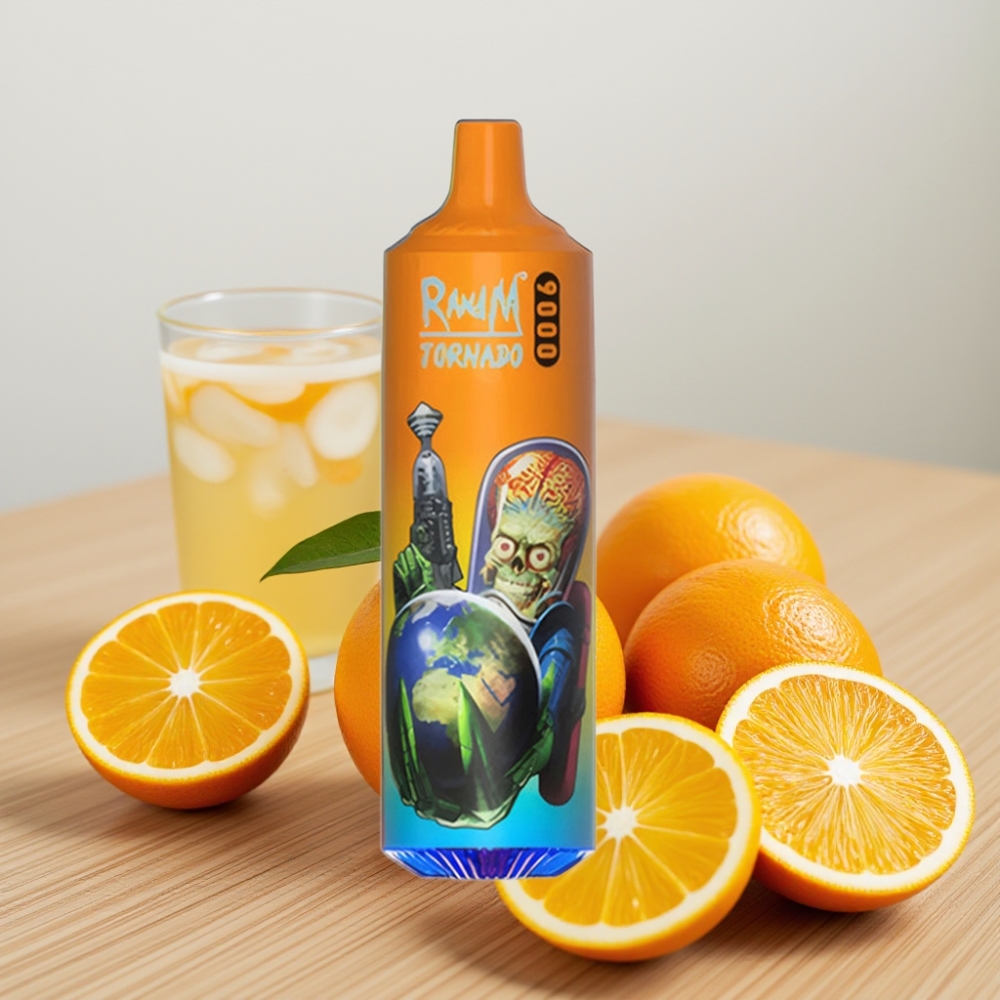 RandM Tornado 9000 Pufova – Narandžasta Soda, 18 mL, Mesh Coil, RGB Display