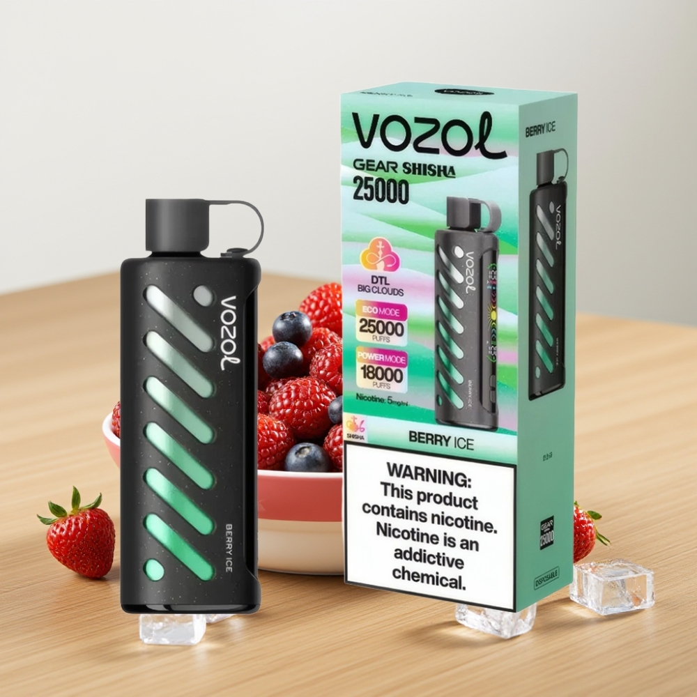 VOZOL Gear Shisha 25000 Pufova Dual Mesh 5mg/ml Jagoda Led