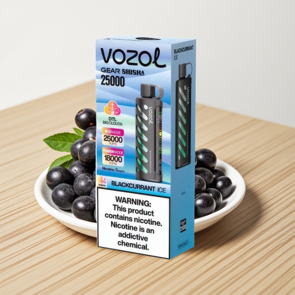 VOZOL Gear Shisha 25000 Pufova Dual Mesh Crna Ribizla Led