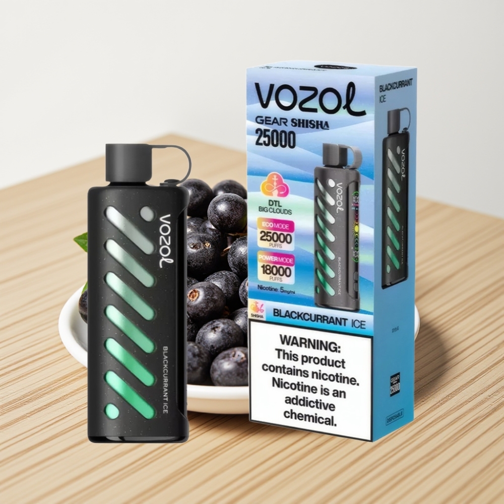 VOZOL Gear Shisha 25000 Pufova Dual Mesh Crna Ribizla Led