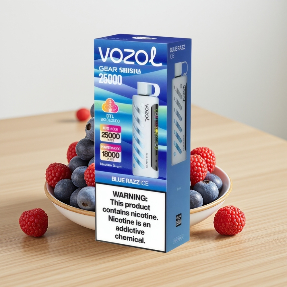 VOZOL Gear Shisha 25000 Pufova Dual Mesh Plavi Razz Led S.iL.C Tech 1000mAh