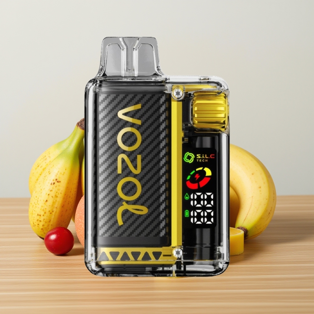 VOZOL Vista 20000 Puni Sa 2% Nikotina, 650mAh Baterija, OLED Ekran, S.i.L.C Tech Dual Mesh Coil, MCU Čip, MTL Vaping, Zmija Voće Banana Trešnja